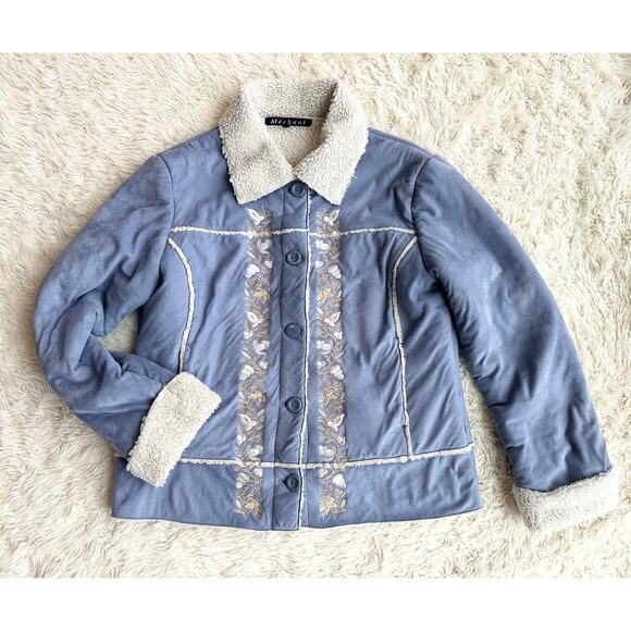 ✨Y2K Periwinkle Faux Suede Embroidered Jacket✨ - Picture 1 of 14